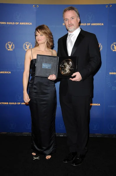 Jodie Foster and David Fincher in the press room at the 61st Annual DGA Awards. Hyatt Regency Century Plaza, Los Angeles, CA. 01-31-09 — 图库照片