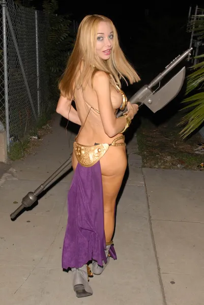 Lorielle Nova Muitas Celebridades Vestindo Traje Princesa Leia Slave Girl — Fotografia de Stock