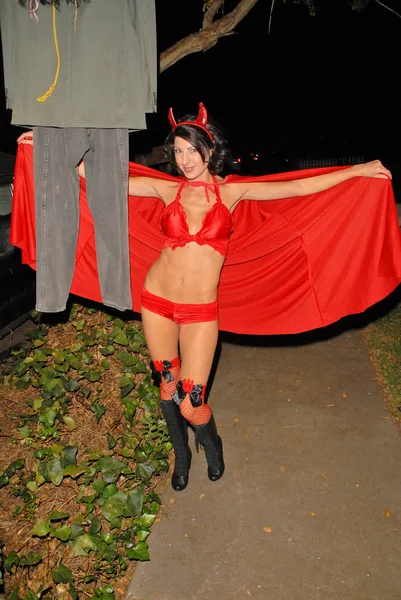 Jamie Carson preparing for the annual Halloween Bash at the Playboy Mansion, Private Location, Los Angeles, CA. 10-24-09 — Stock Photo, Image