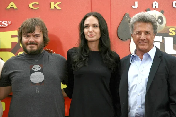 Jack black mit angelina jolie und dustin hoffman — Stockfoto