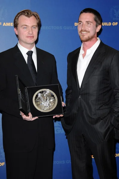 Christopher Nolan e Christian Bale nella sala stampa del 61st Annual DGA Awards. Hyatt Regency Century Plaza, Los Angeles, CA. 01-31-09 — Foto Stock