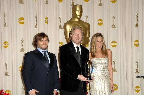 Jack Black avec Andrew Stanton et Jennifer Aniston — Photo