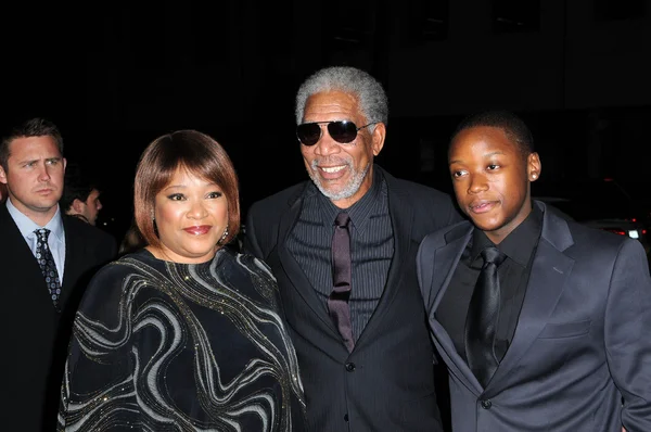 Zindzi Mandela, Morgan Freeman and Zwelabo Mandela — Stock Photo, Image