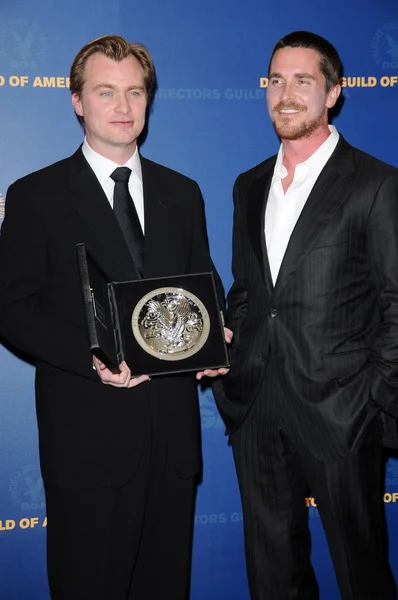 Christopher Nolan y Christian Bale en la sala de prensa de los 61st Annual DGA Awards. Hyatt Regency Century Plaza, Los Ángeles, CA. 01-31-09 —  Fotos de Stock