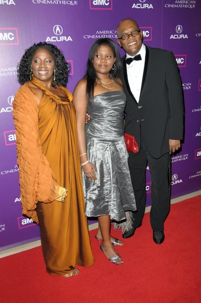 LaTanya Richardson with Samuel L. Jackson and daughter — Stock Photo, Image