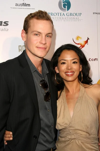 Nathin Butler and Stephanie Jacobsen at the Australians In Film 2009 Breakthrough Awards. Hollywood Roosevelt Hotel, Hollywood, CA. 05-08-09 — Stock Photo, Image