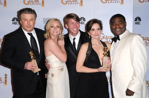 66 yıllık Altın Küre Ödülleri'nde basın odası '30 Rock' döküm. Beverly hilton hotel, beverly hills, ca. 01-11-09 — Stok fotoğraf