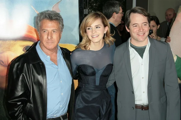 Dustin Hoffman con Emma Watson y Matthew Broderick — Foto de Stock