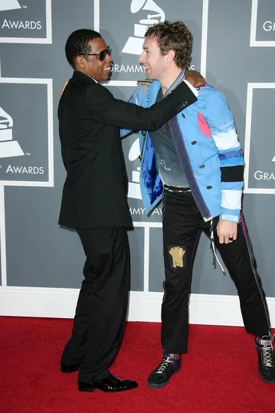 Jay Z y Chris Martin en los 51st Annual GRAMMY Awards. Staples Center, Los Ángeles, CA. 02-08-09 — Foto de Stock