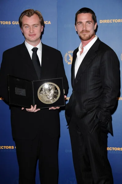 Christopher Nolan and Christian Bale in the press room at the 61st Annual DGA Awards. Hyatt Regency Century Plaza, Los Angeles, CA. 01-31-09 — Stok fotoğraf