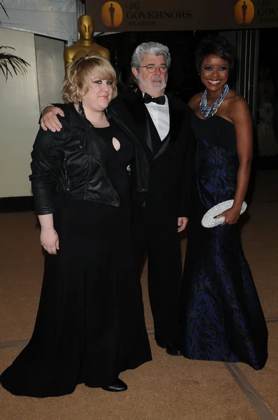 George Lucas and Mellody Hobson at the 2009 Governors Awards presented by the Academy of Motion Picture Arts and Sciences, Grand Ballroom at Hollywood and Highland Center, Hollywood, CA. 11-14-09 — Zdjęcie stockowe