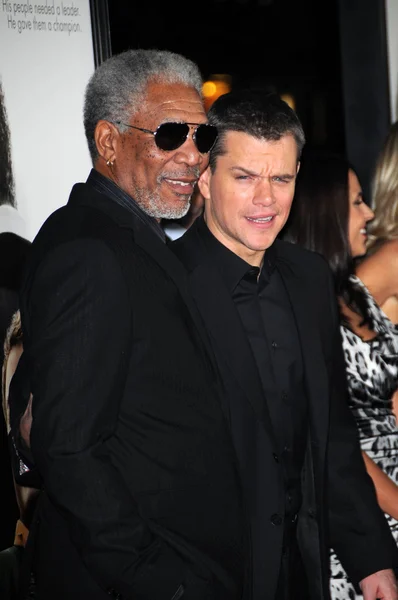 Morgan freeman y matt damon — Stockfoto