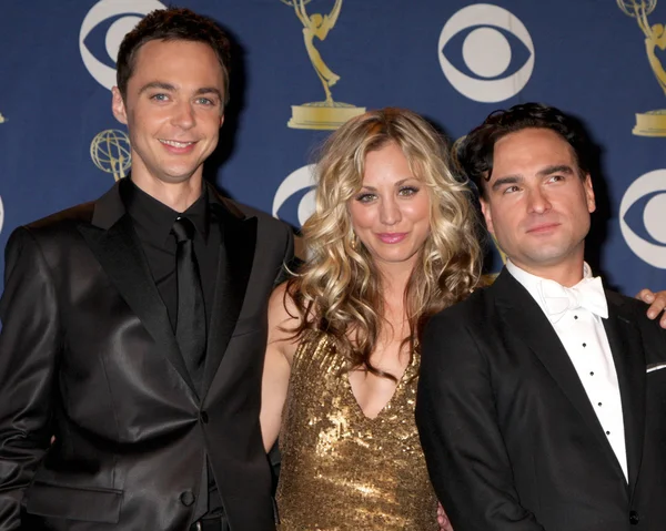 Jim Parsons with Kaley Cuoco and Johnny Galecki in the Press Room at the 61st Annual Primetime Emmy Awards. Nokia Theatre, Los Angeles, CA. 09-20-09