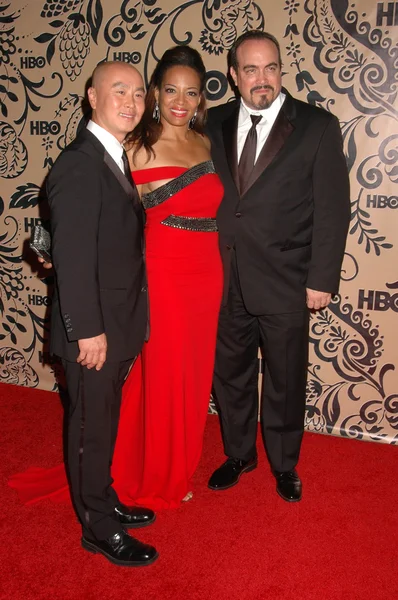 C.S. Lee with Lauren Velez and David Zayas at HBO's Post Emmy Awards Party. Pacific Design Center, West Hollywood, CA. 09-20-09 — Zdjęcie stockowe