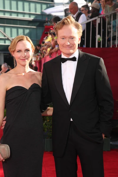 Conan OBrien and wife Liza Powel — Φωτογραφία Αρχείου