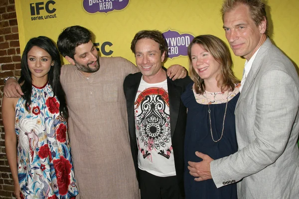 L-R Pooja Kumar, Ted Skillman, Chris Kattan, Belisa Balaban, Julian Sands at the Los Angeles Premiere of 'Bollywood Hero'. Cinespace, Hollywood, CA. 07-27-09 — ストック写真