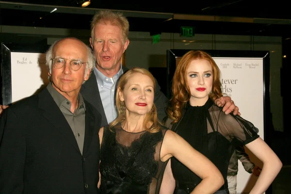Larry David and Ed Begley Jr with Patricia Clarkson and Evan Rachel Wood — Stock Photo, Image