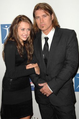 Miley Cyrus and Billy Ray Cyrus at the 2007 Spirit Of Life Awards Dinner hosted by Hilary Duff. Pacific Design Center, West Hollywood, CA. 09-27-07