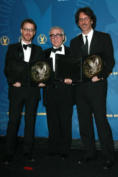 Ethan Coen z Martinem Scorsese i Joel Coen — Zdjęcie stockowe
