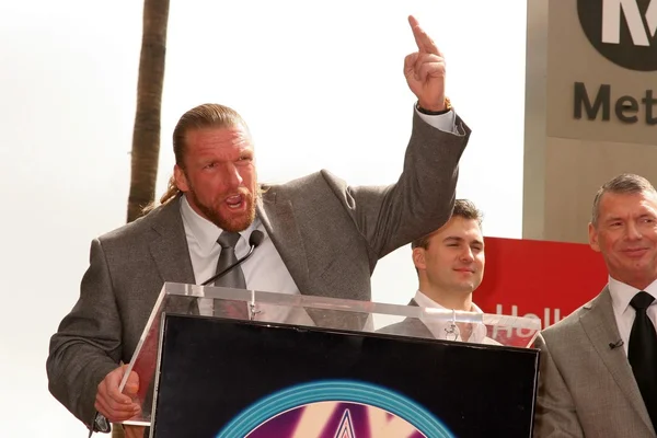 Triple h mit shane mcmahon und vince mcmahon — Stockfoto