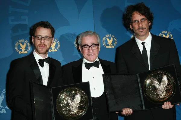 Ethan Coen met Martin Scorsese en Joel Coen — Stockfoto