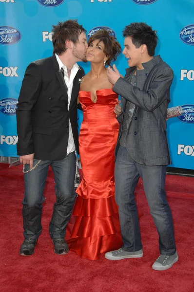 David Cook with Paula Abdul and David Archuleta — Stok fotoğraf