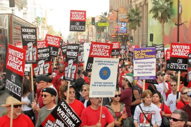 bir Yazarlar Birliği atmosferinin Amerika protesto hollywood Bulvarı'nda. Hollywood, ca. 11 / 20 / 07