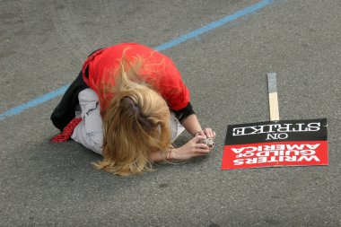 bir Yazarlar Birliği atmosferinin Amerika protesto hollywood Bulvarı'nda. Hollywood, ca. 11 / 20 / 07