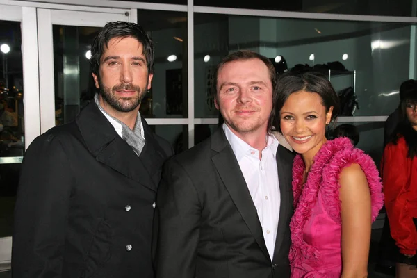 David Schwimmer with Simon Pegg and Thandie Newton — Stok fotoğraf