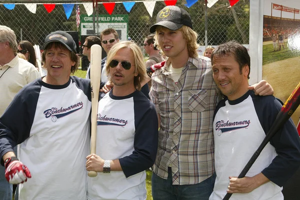Dennis Dugan and David Spade with Jon Heder and Rob Schneider — Stock Photo, Image