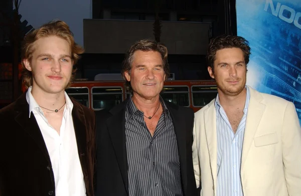 Wyatt russell mit kurt russell und oliver hudson — Stockfoto