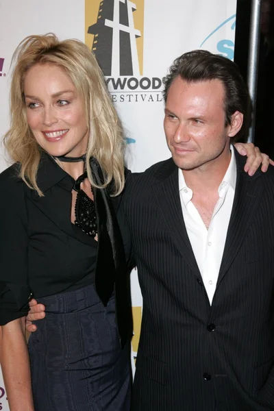 Sharon stone a christian slater — Stock fotografie