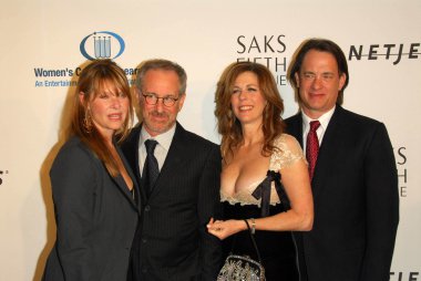 Kate Capshaw and Steven Spielberg with Tom Hanks and Rita Wilson clipart