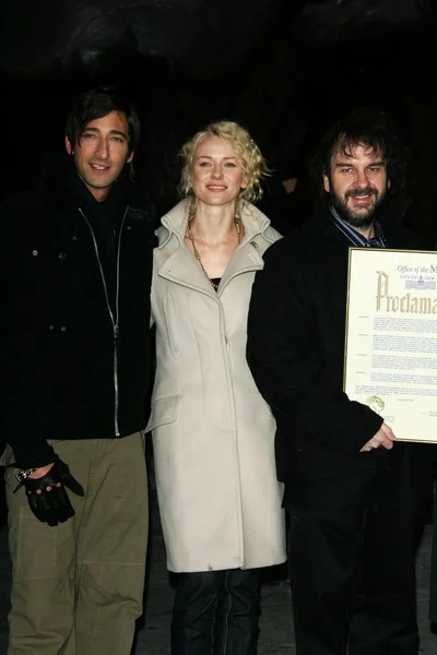 Adrien brody ile naomi watts ve king kong Gala gecesinde jackson peter. Loews e-yürüyüş ve amc İmparatorluğu sinemalar, new york city, ny. 12-05-05 — Stok fotoğraf