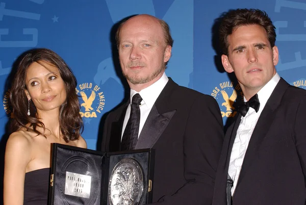 Thandie newton med paul haggis och matt dillon — Stockfoto