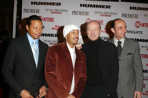 Terrence howard und ludacris mit paul haggis und shaun toub — Stockfoto