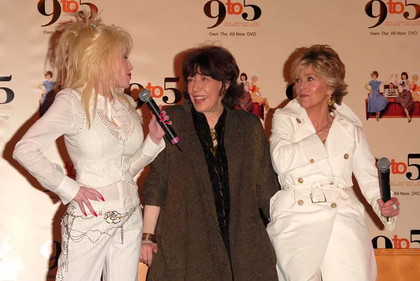 Dolly parton med lily tomlin och jane fonda — Stockfoto