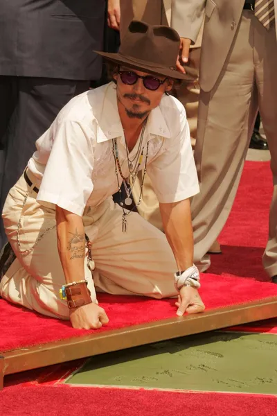 Johnny depp ruku a stopa obřad — Stock fotografie