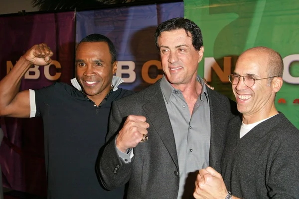 Sugar Ray Leonard, Sylvester Stallone and Jeffery Katzenberg — Stock Photo, Image