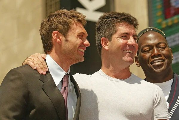 Ryan seacrest, randy jackson i simon cowell — Zdjęcie stockowe