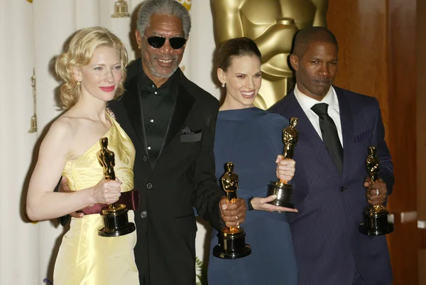 Cate blanchett, morgan freeman, hilary swank a jamie foxx — Stock fotografie