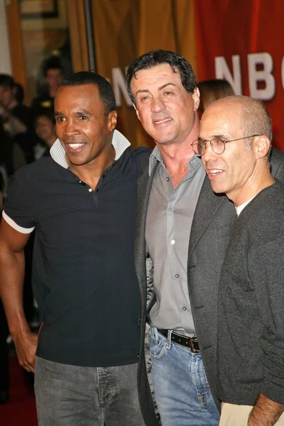 Sugar ray leonard, sylvester stallone i jeffery katzenberg — Zdjęcie stockowe