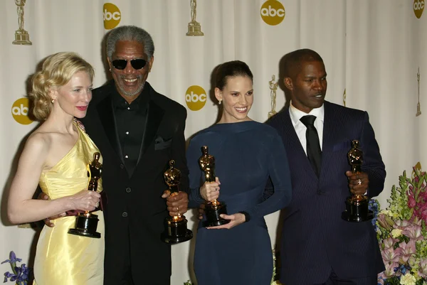 Cate Blanchett, Morgan Freeman, Hilary Swank e Jamie Foxx — Foto Stock