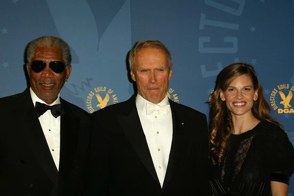 Morgan freeman, clint eastwood en hilary swank — Stockfoto