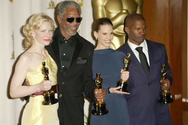 Cate Blanchett, Morgan Freeman, Hilary Swank e Jamie Foxx — Foto Stock