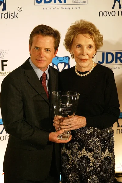 Michael j.fox i nancy reagan — Zdjęcie stockowe