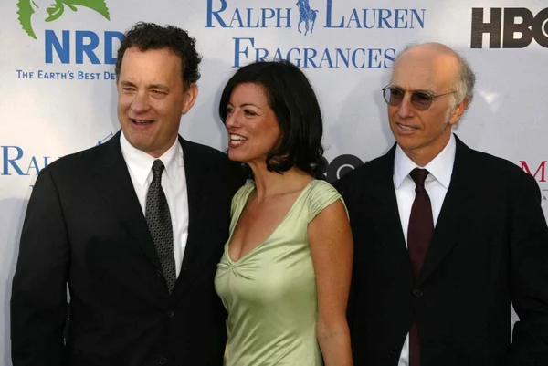 Tom Hanks, Larry David and wife Laurie — Stock Photo, Image