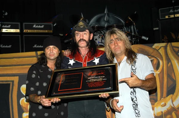 Motorhead's Philip Campbell, Lemmy Kilmister and Mikkey Dee — Stock Photo, Image