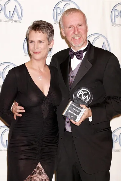 Jamie lee curtis i james cameron — Zdjęcie stockowe