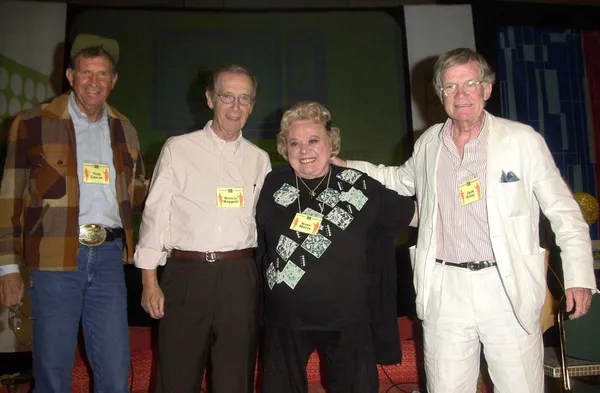 Tom Lester, Bernie Kopell, Rose Marie og Jack Riley - Stock-foto